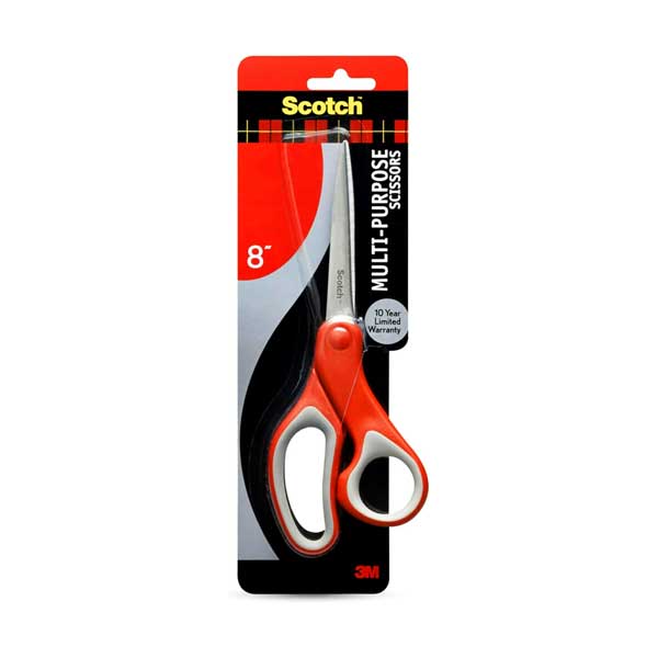 3M Scotch Multi-Purpose Stainless Steel Comfort Grip Scissors | 8-Inch | Red | 1428 - Image 2