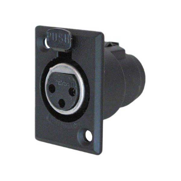 3 Pin XLR Female Panel Mount Connector - Black Finish