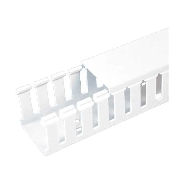 6' White Slotted Wall Wiring Duct (1.5" x 1.5") with Cover (FDWH15)