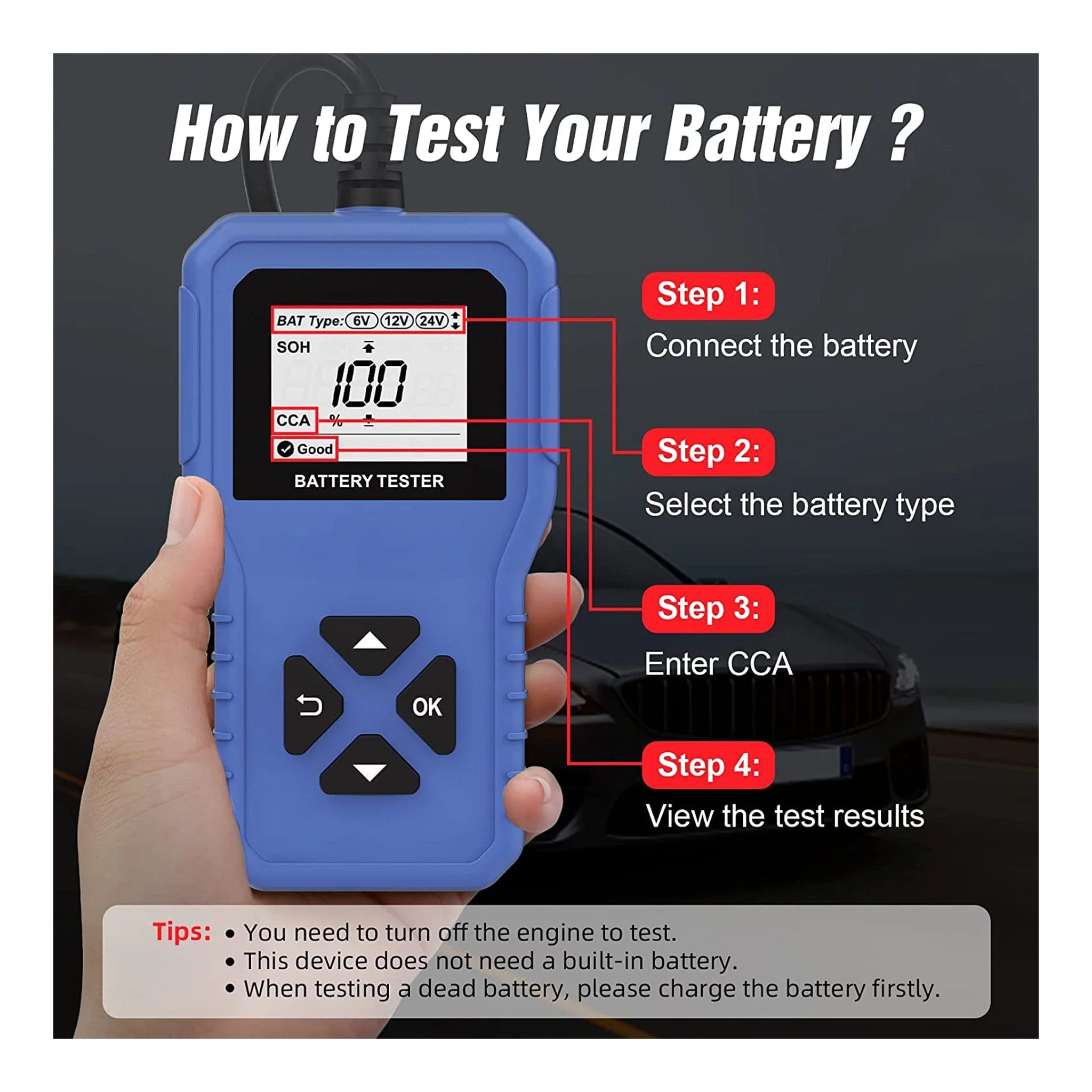 Altex Preferred MFG 3-in-1 6V/12V/24V Digital Battery Tester Analyzer - Image 6