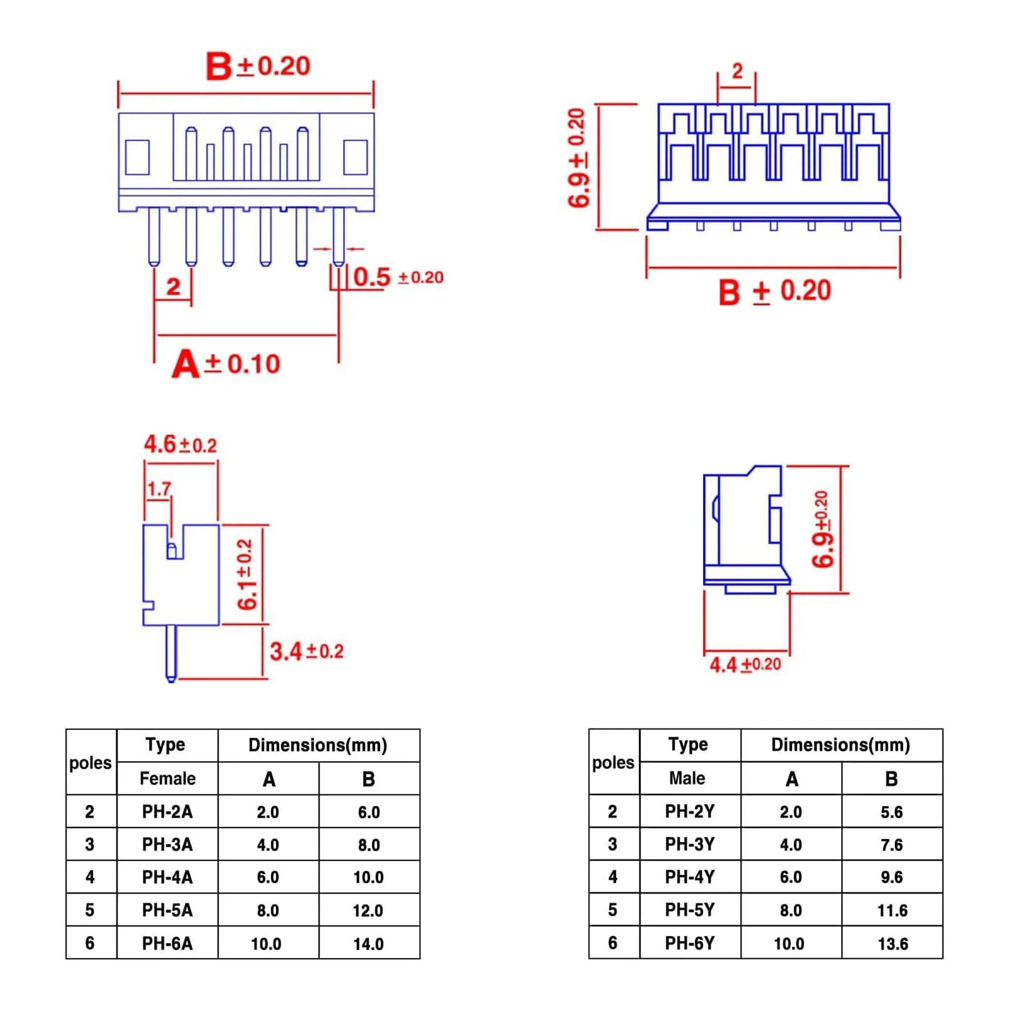 Altex Preferred MFG 580-Piece JST PH 2.0mm Connector Kit - 2/3/4/5/6 Pin Housing and Female Pin Connectors - Image 3