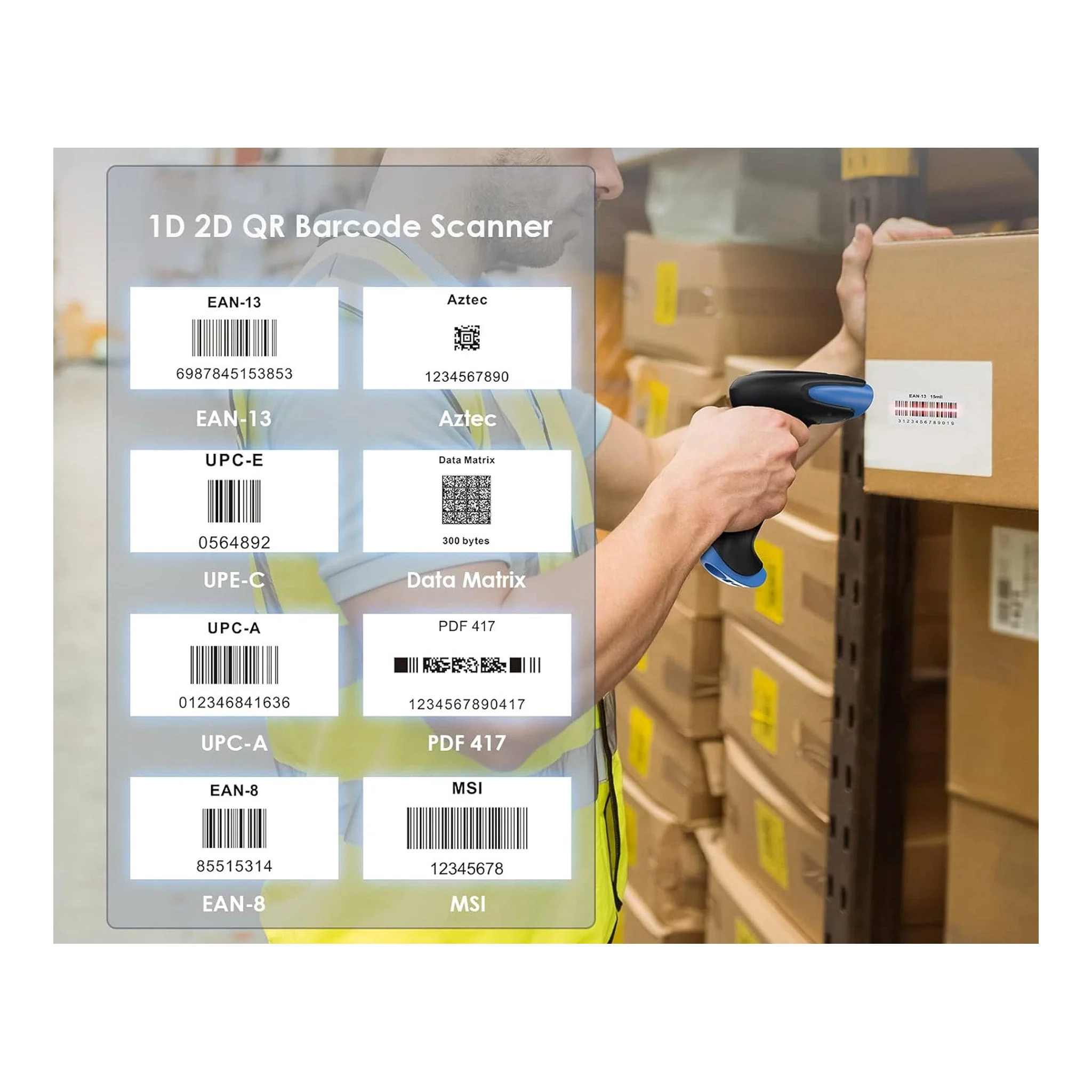 Altex Preferred MFG EYOYO-2D-2500 3-in-1 1D/2D/QR Handheld Wireless/Bluetooth Barcode Scanner - 2500mAh Rechargeable - Image 3