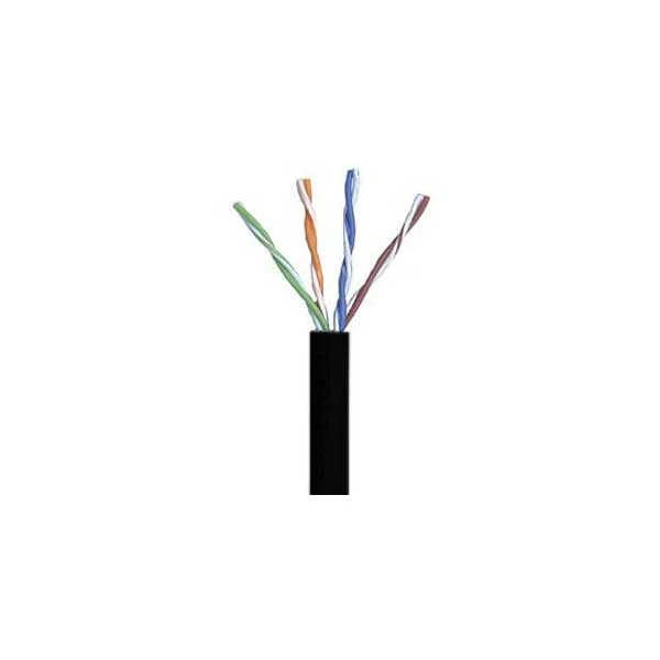 Black Cat5e Plenum (CMP) Cable, 24AWG, 4-Pair, 350MHz, FR PVC, 1000FT Box