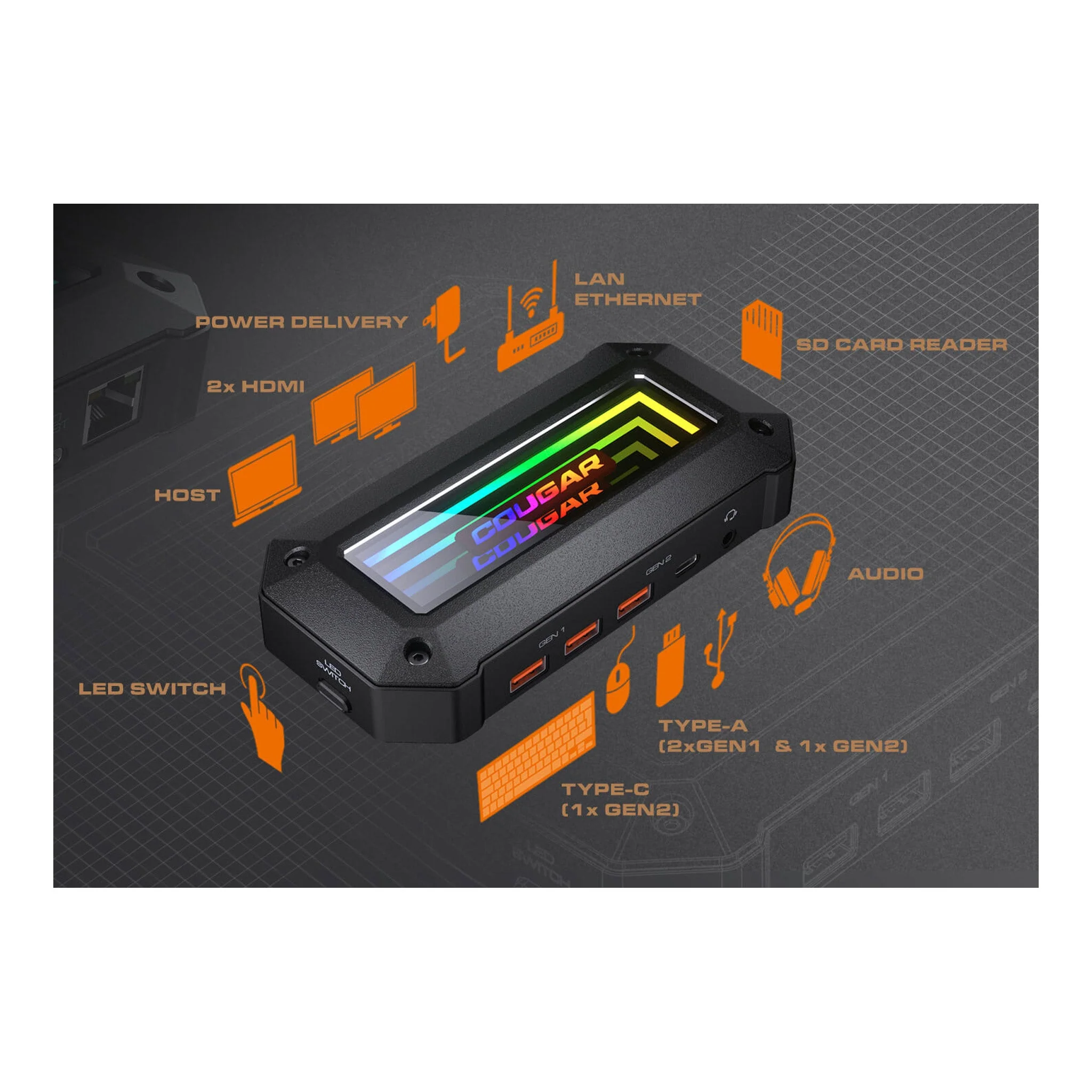Cougar DS10 10-Port USB-C RGB Docking Station - Image 15