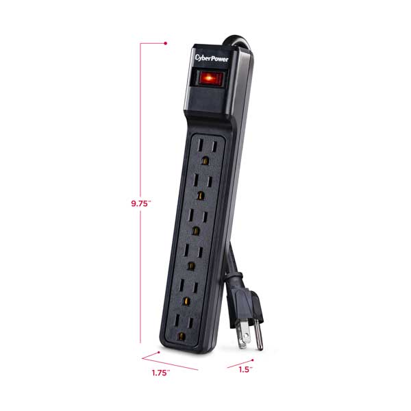 CyberPower CSB604 6-Outlet 900 Joules Essential Surge Suppressor with 4ft Cord - Image 2