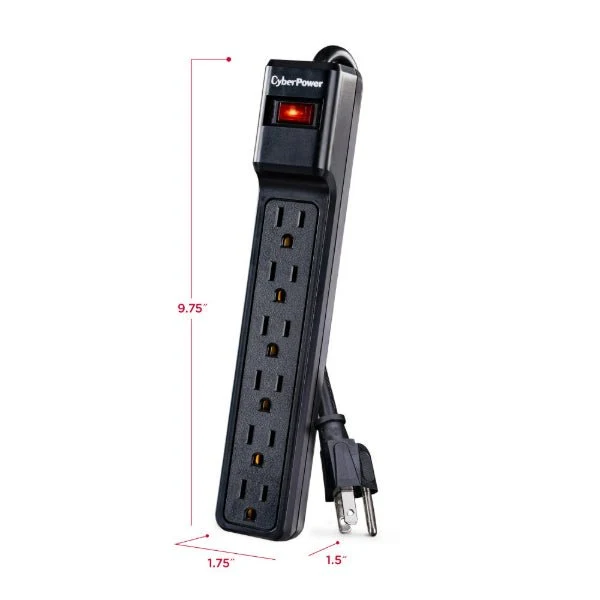 CyberPower CSB6012 Essential Surge Protector, 1200J, 6 Outlets, 12ft Cord - Image 3