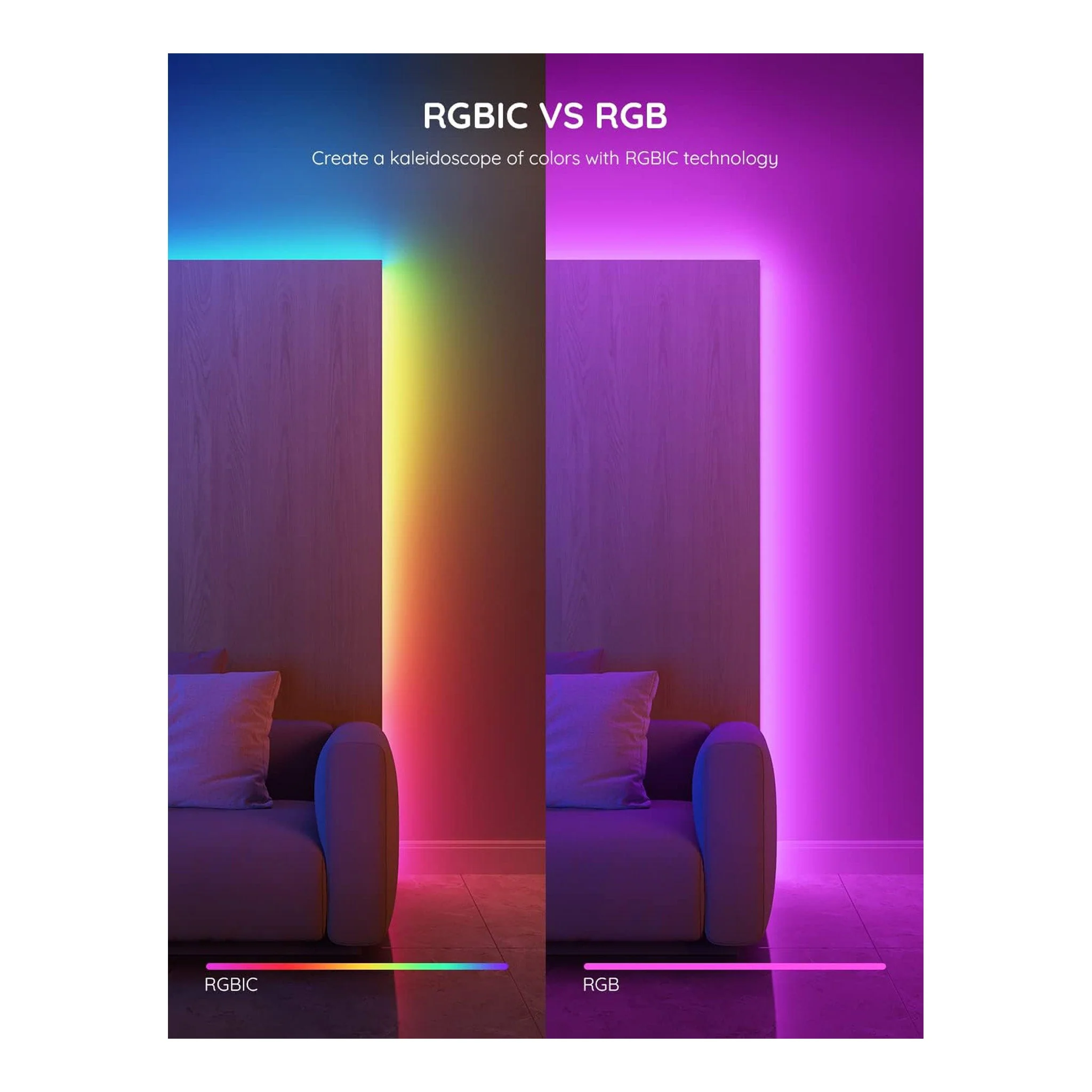 Govee H617A1D1 16.4ft Indoor RGBIC Smart LED Strip Lights - Image 2