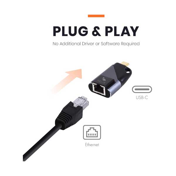 Helix ETHADPMCR USB-C to Gigabit Ethernet RJ45 Keychain Travel Adapter - Image 3