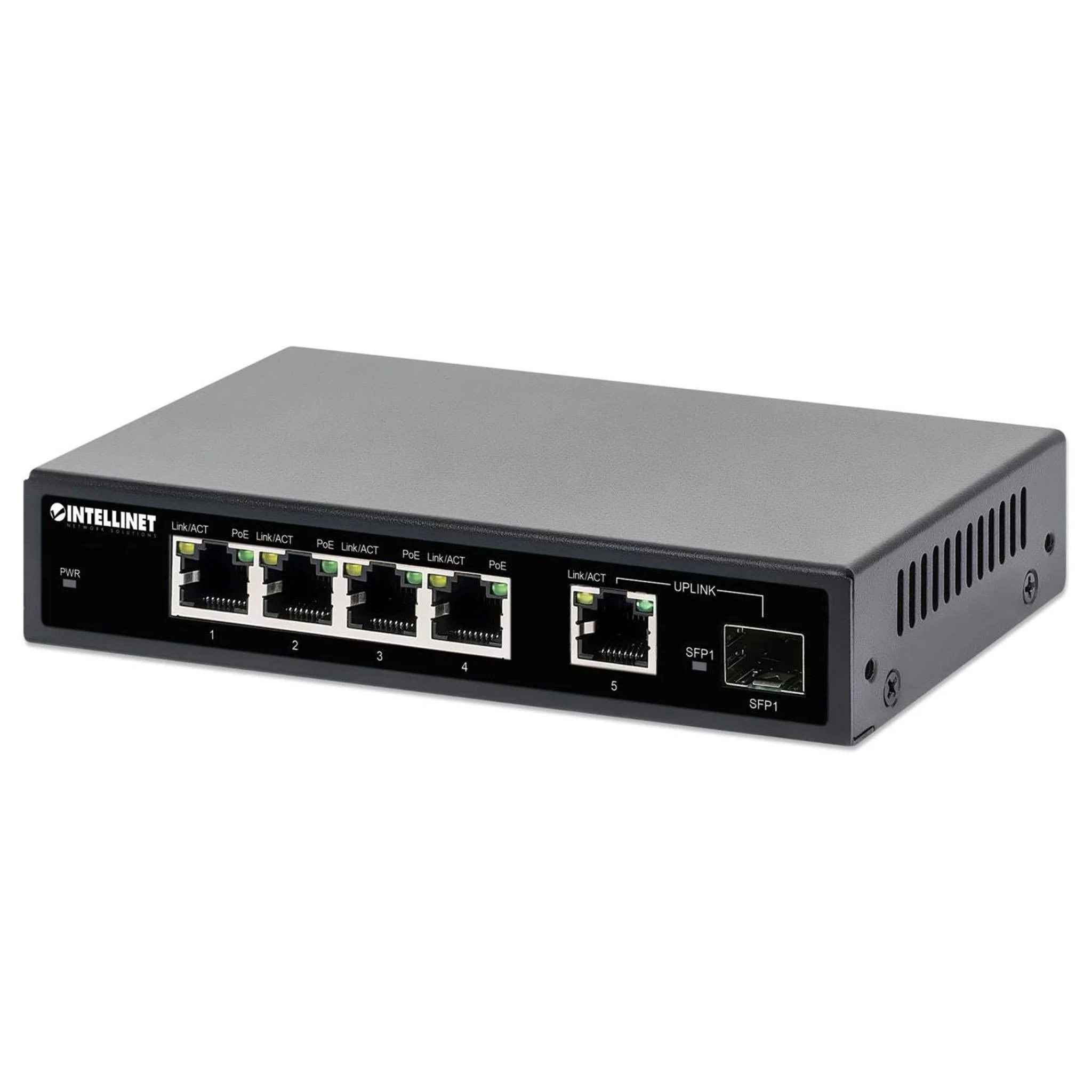 Intellinet 5-Port Gigabit Ethernet PoE+ Switch with SFP Port