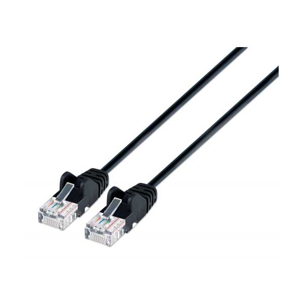 Intellinet 742115 Cat6 UTP Slim Network Patch Cable, Black, 10FT