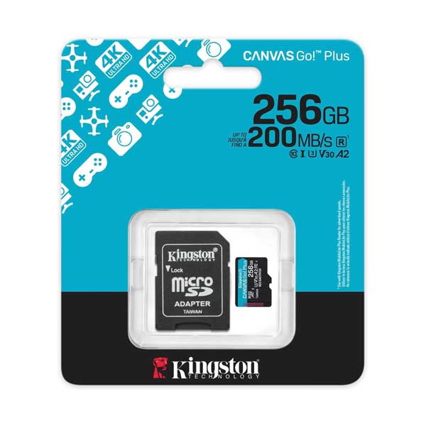 Kingston Canvas Go! Plus 256GB Class 10/UHS-I (U3) V30 microSDXC (SDCG4/256GB) - Image 2