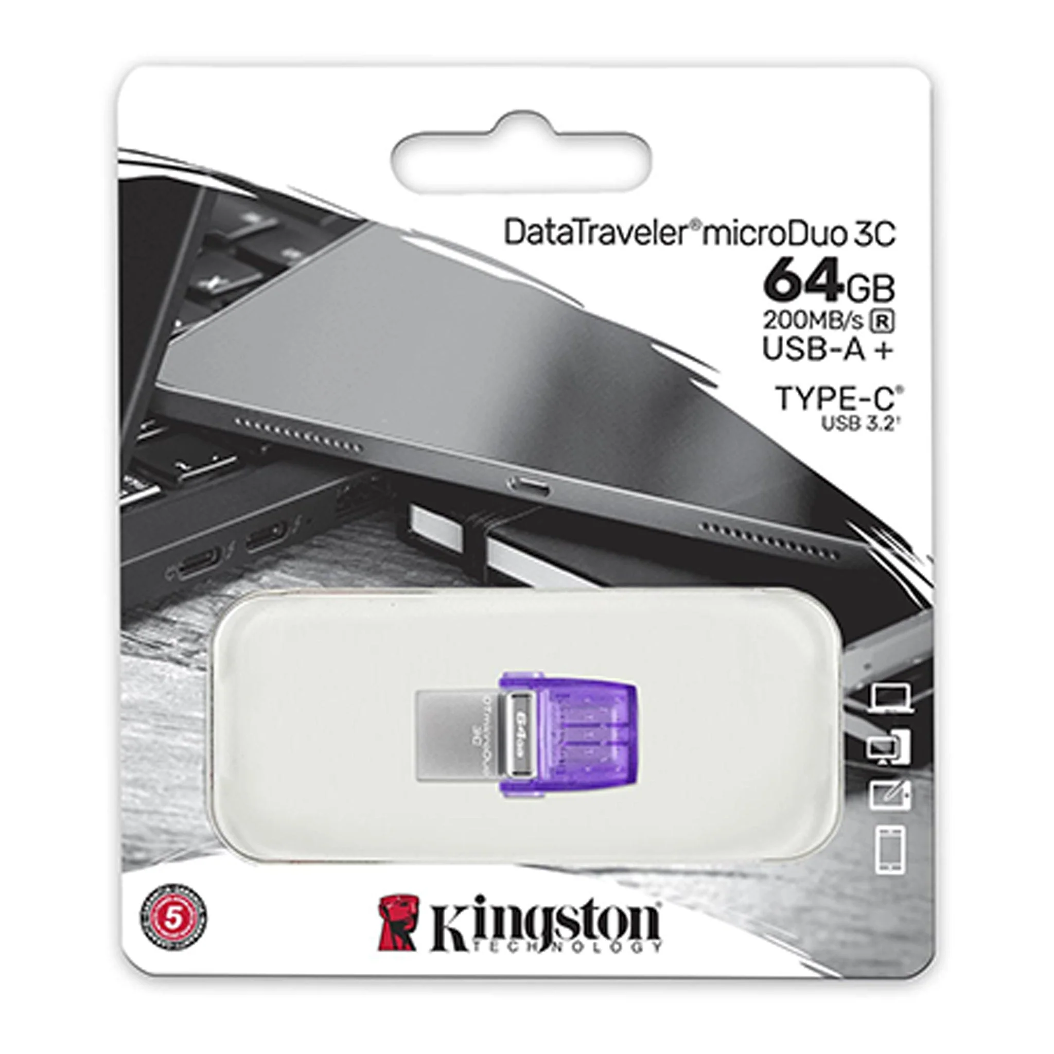 Kingston DTDUO3CG3/64GB 64GB USB Type-C / Type-A  DataTraveler microDuo 3C USB Flash Drive - Image 3