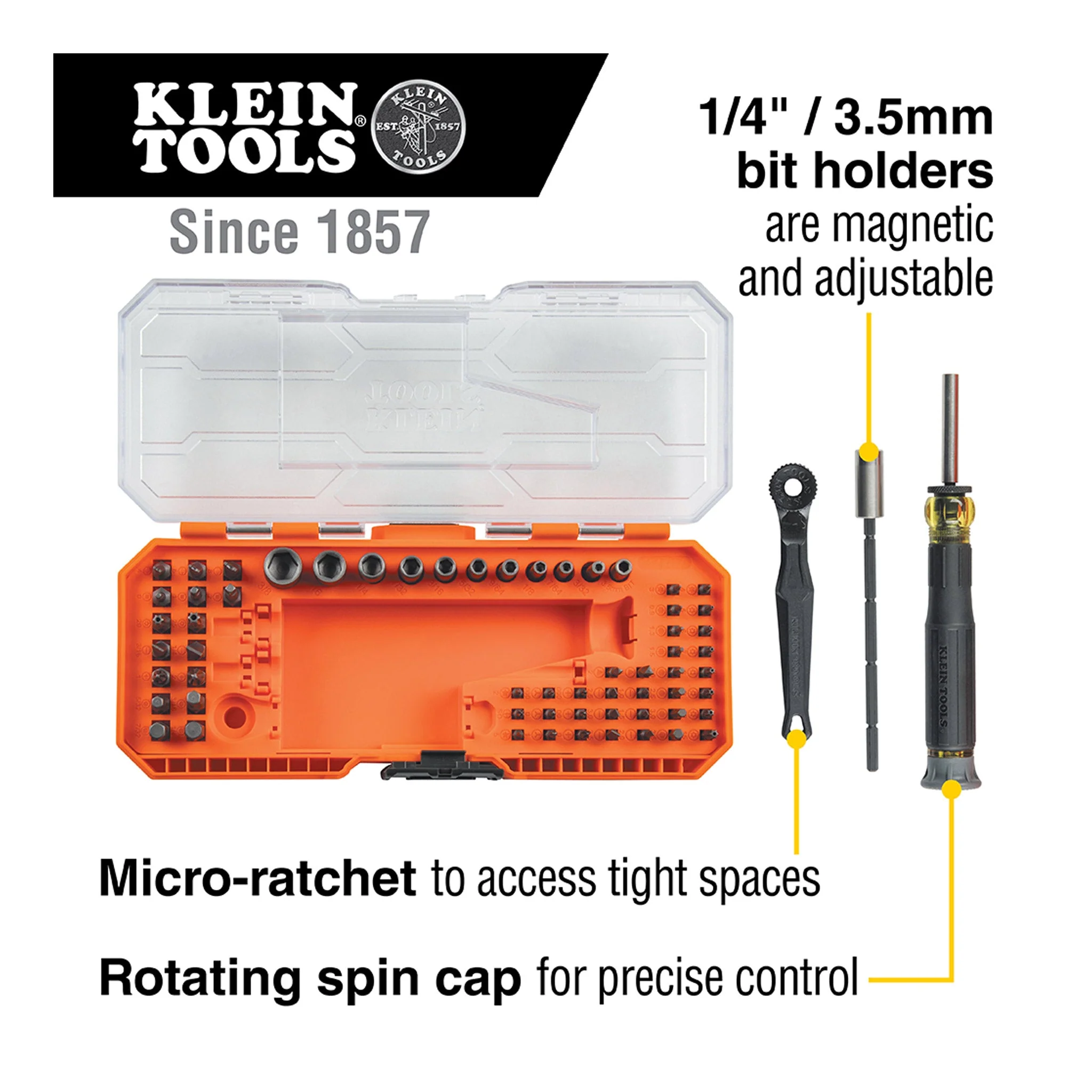 Klein Tools 32787 64-Piece Precision Ratchet and Driver System - Image 4