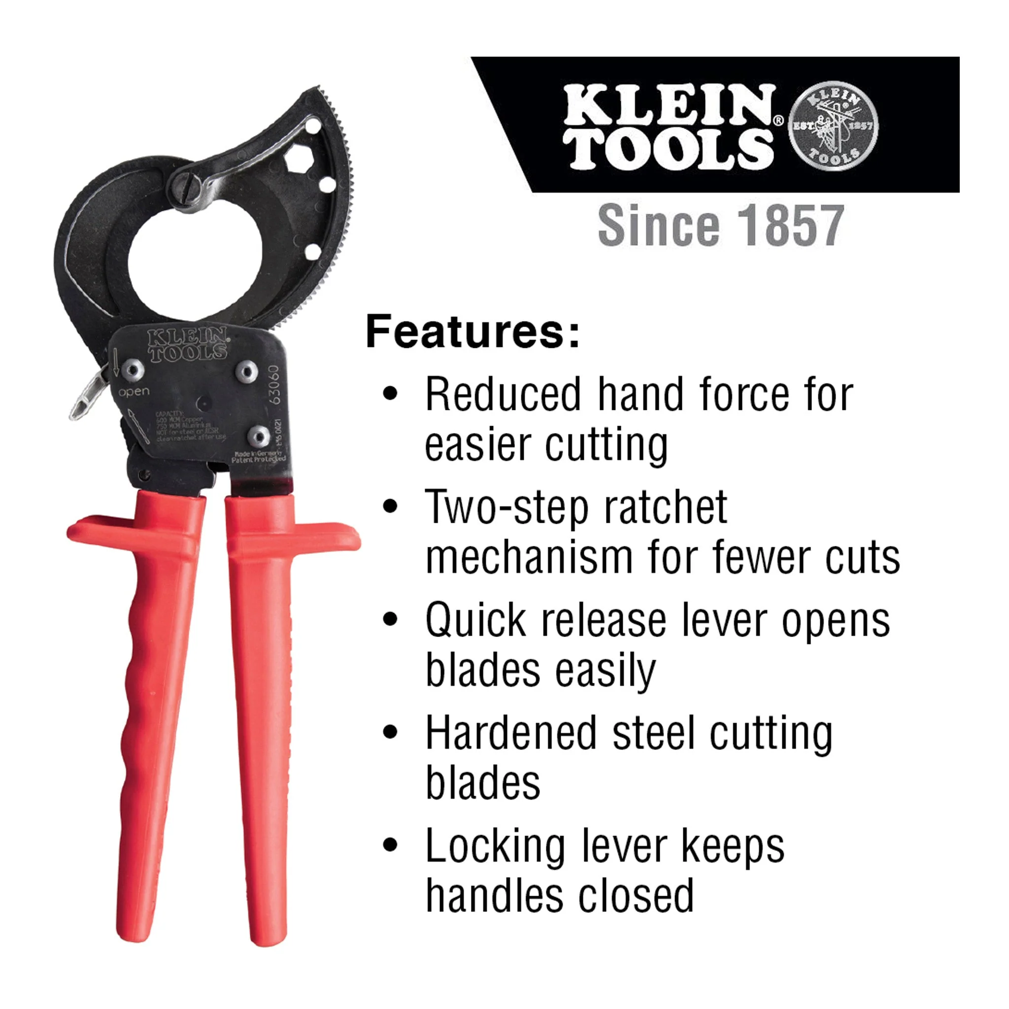 Klein Tools 63060 Ratcheting Cable Cutter - Image 3