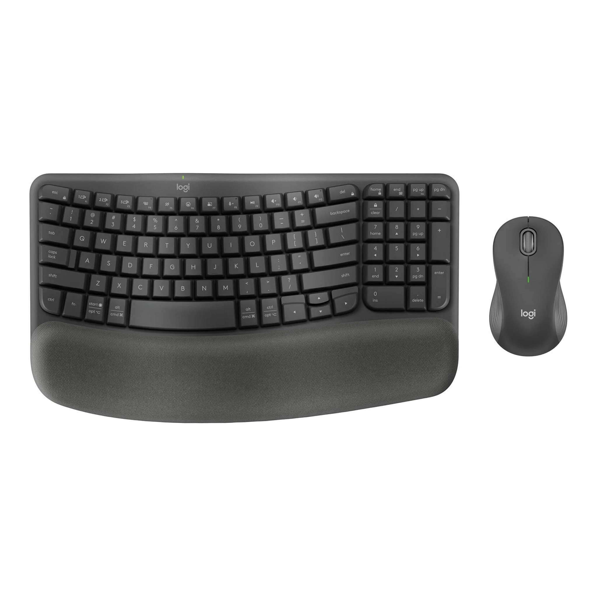 Logitech 920-012059 Wave Keys MK670 USB Wireless Bluetooth Ergonomic Keyboard & Mouse Combo - Graphite - Image 2