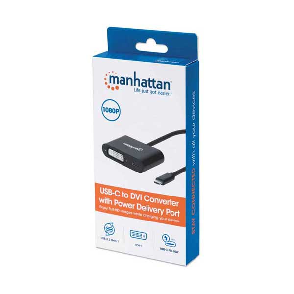 Manhattan 153423 USB-C to DVI Converter with Power Delivery Port - Image 2