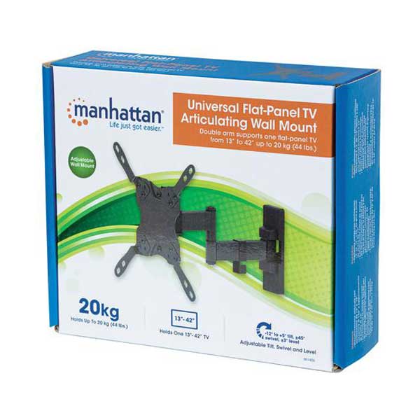 Manhattan 461405 Universal Tilt/Swivel Articulating Flat-Panel TV Wall Mount (13" to 42", Black) - Image 2