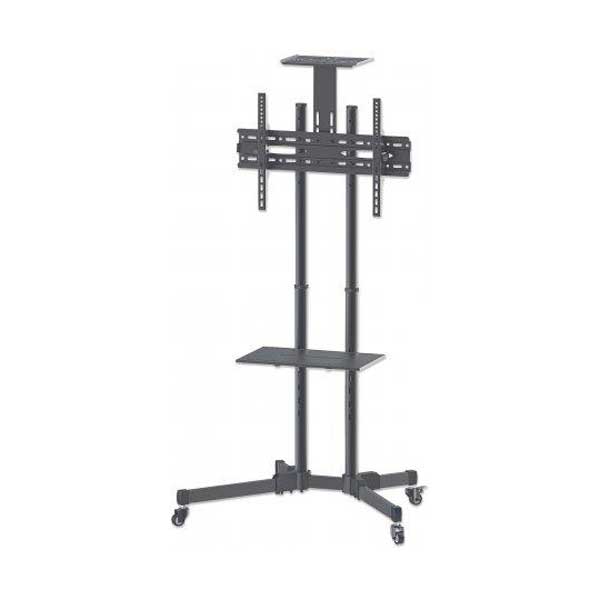 Manhattan 461238 Adjustable Height Multimedia Cart with Camera and AV Shelf (37" to 70", Black)