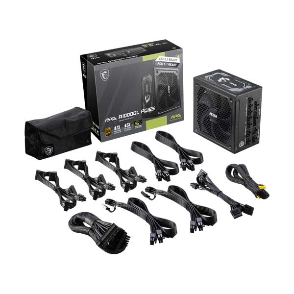 MSI 1000W 80+ Gold Fully Modular ATX 3.1 Power Supply (MAG A1000GL PCIE5) - Image 2
