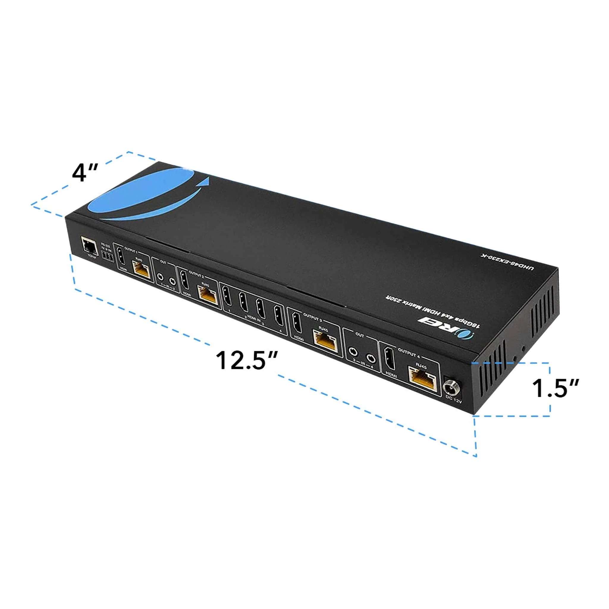 OREI UHD48-EX230-K 4x4 HDMI Matrix Extender - UltraHD 4K@60Hz Over Single CAT6/7 Cable - Image 3