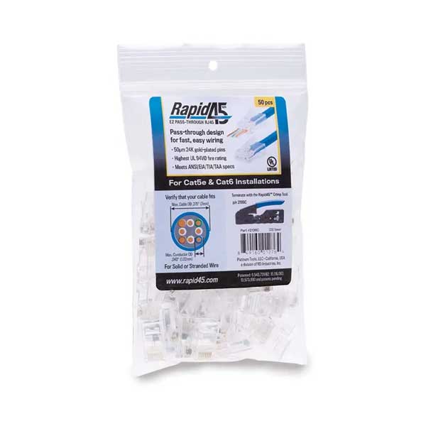 Platinum Tools 2106C Rapid45 EZ Pass-Through RJ45 Connectors 50-Pack Bag - Image 3