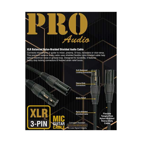 QVS 50ft Heavy-Duty XLR Balanced Nylon-Braided Shielded Audio Cable | XLRMF-N50 - Image 2