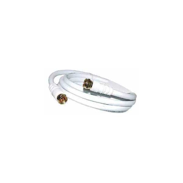 RG-6 Coax Cable w/ Gold F Connectors - White / 3'