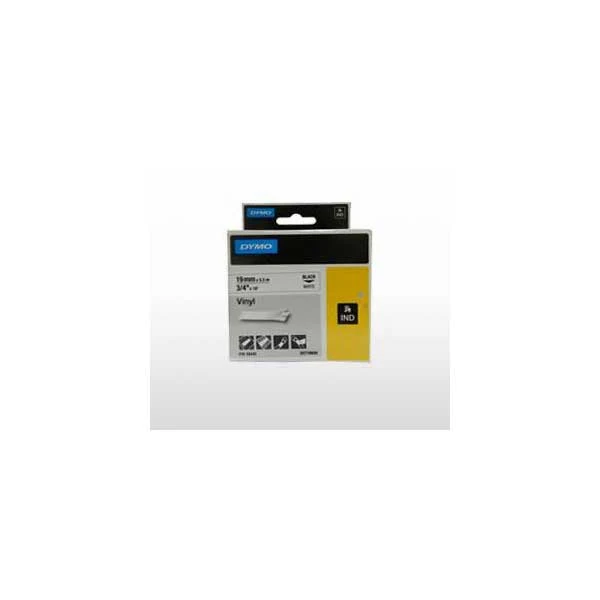DYMO Rhino 18445 3/4" Vinyl Label Tape, Black On White, IND, 18FT