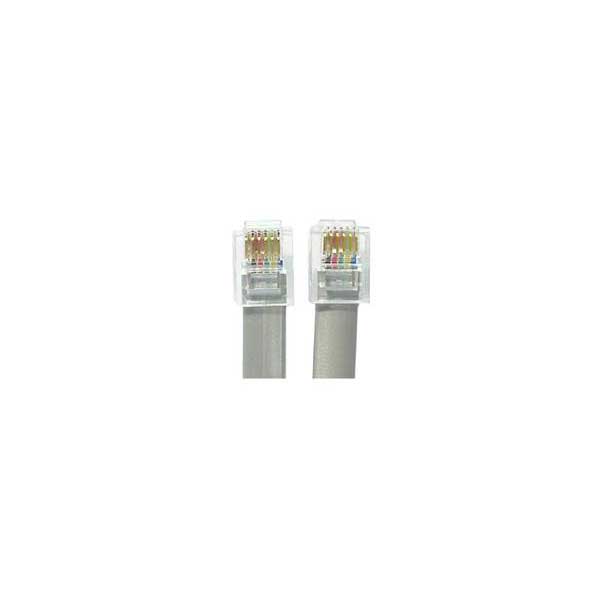 RJ12 Flat Satin Phone Cord - Straight / 7'