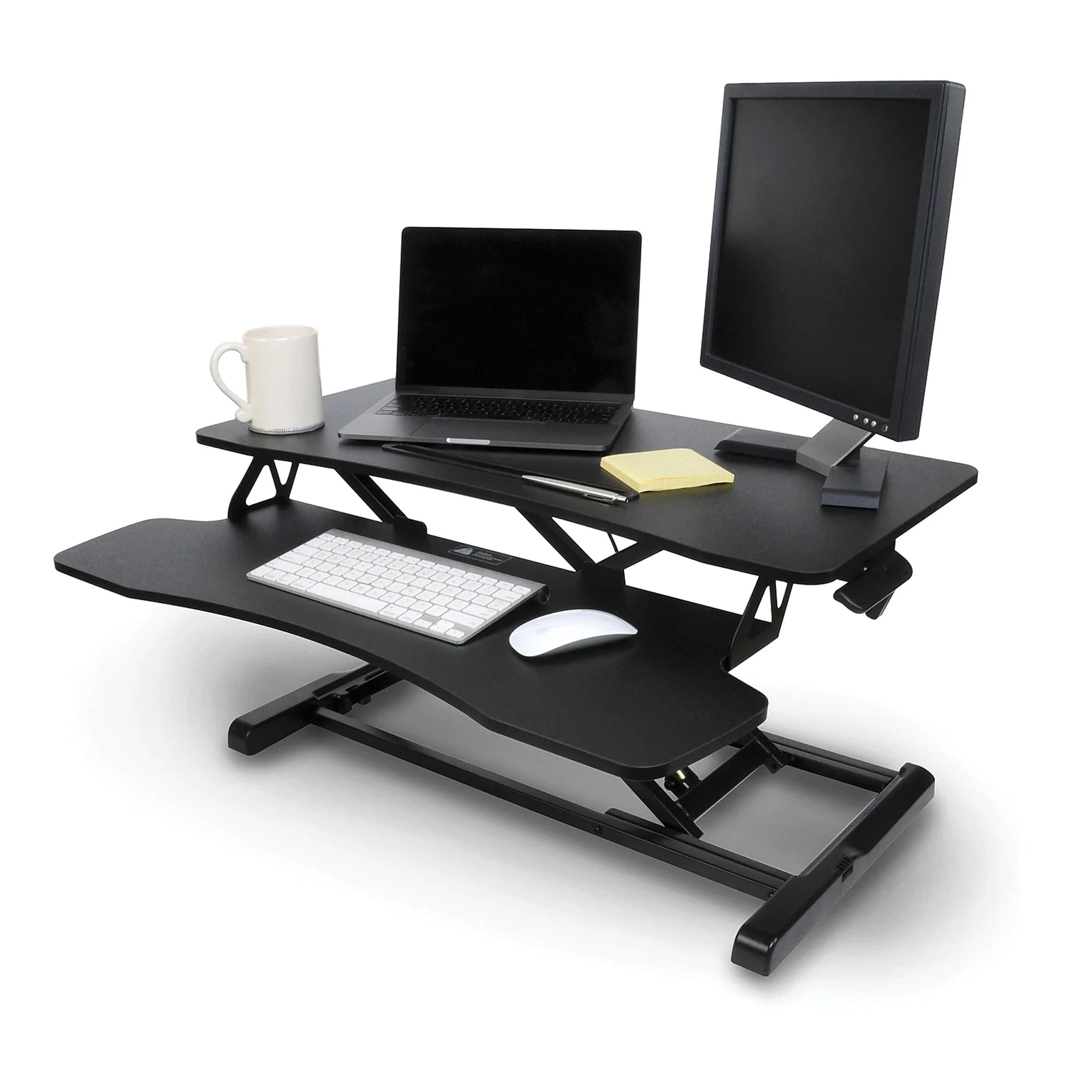 Royal 89403B Black Adjustable Standing Tabletop Desk with Keyboard Tray - Image 4