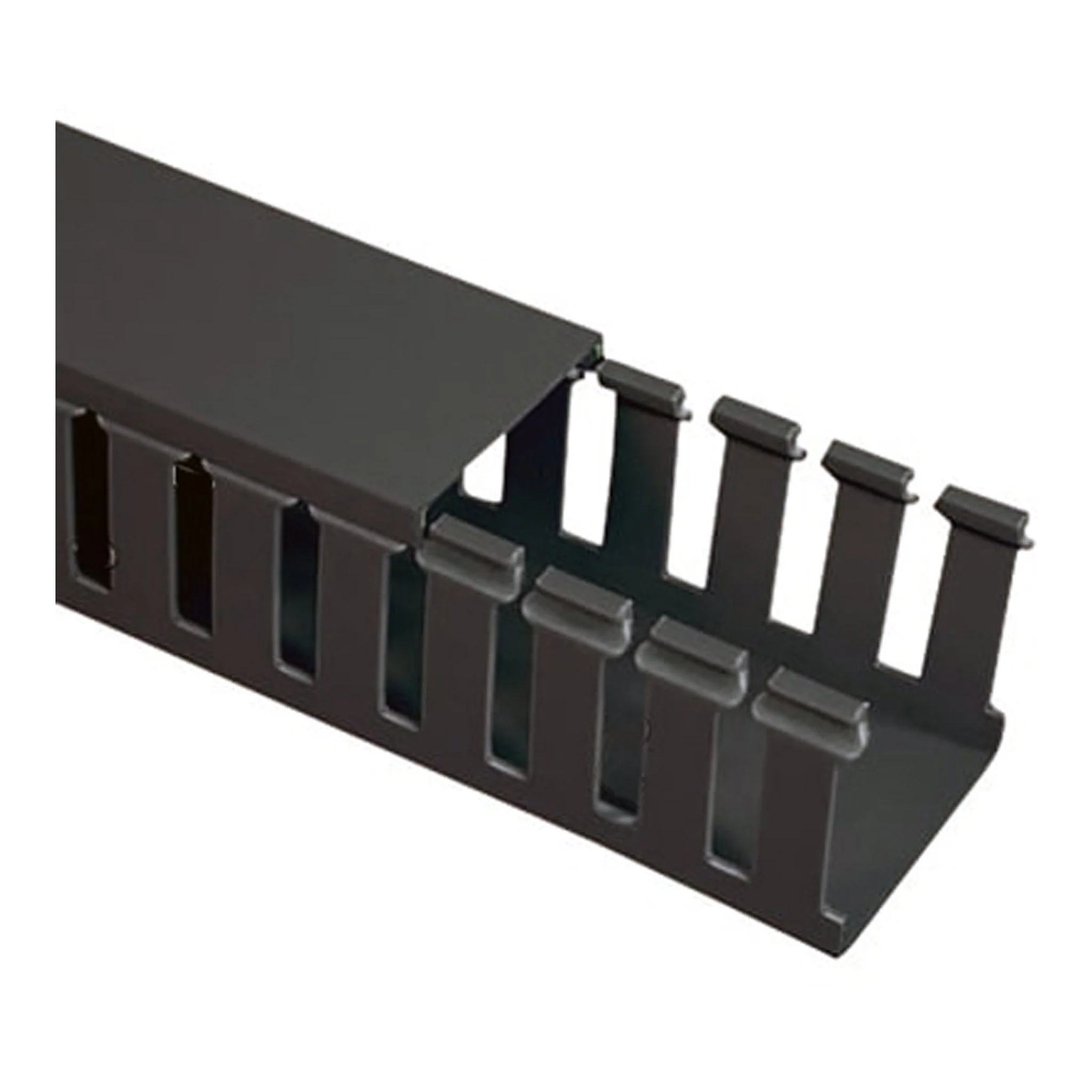 SR Components FDBK2 6ft PVC Slotted Wall Wiring Duct (2" x 2") with Cover - Black - Image 2