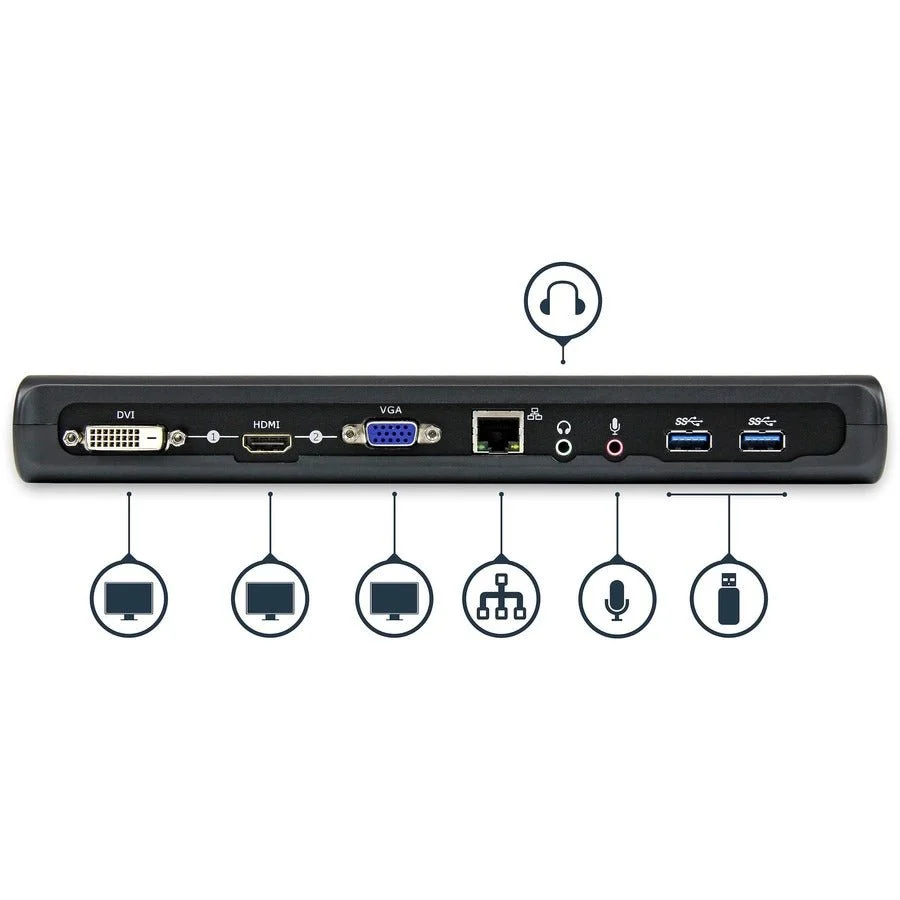 StarTech USB3SDOCKHDV Dual-Monitor USB 3.0 Docking Station with HDMI & DVI/VGA - Image 4
