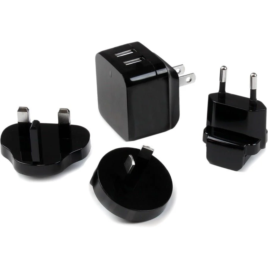 StarTech Dual-Port USB Wall Charger - International Travel - 17W/3.4A - Black - Image 2