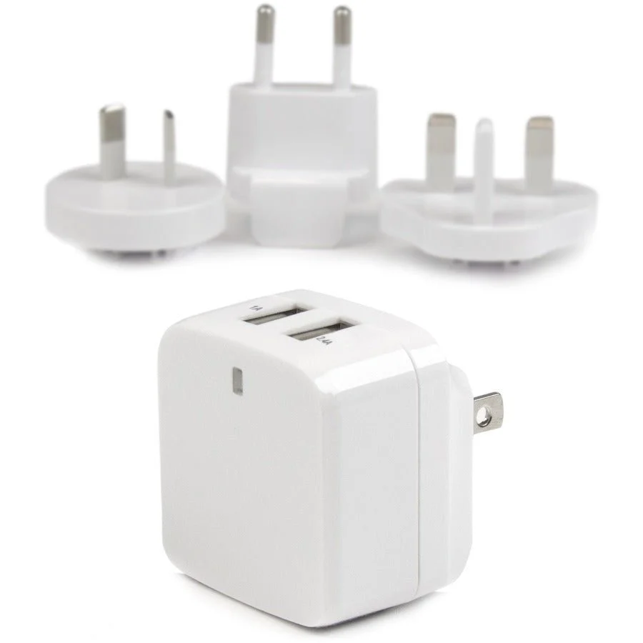 StarTech Dual-Port USB Wall Charger - International Travel - 17W/3.4A - White - Image 2