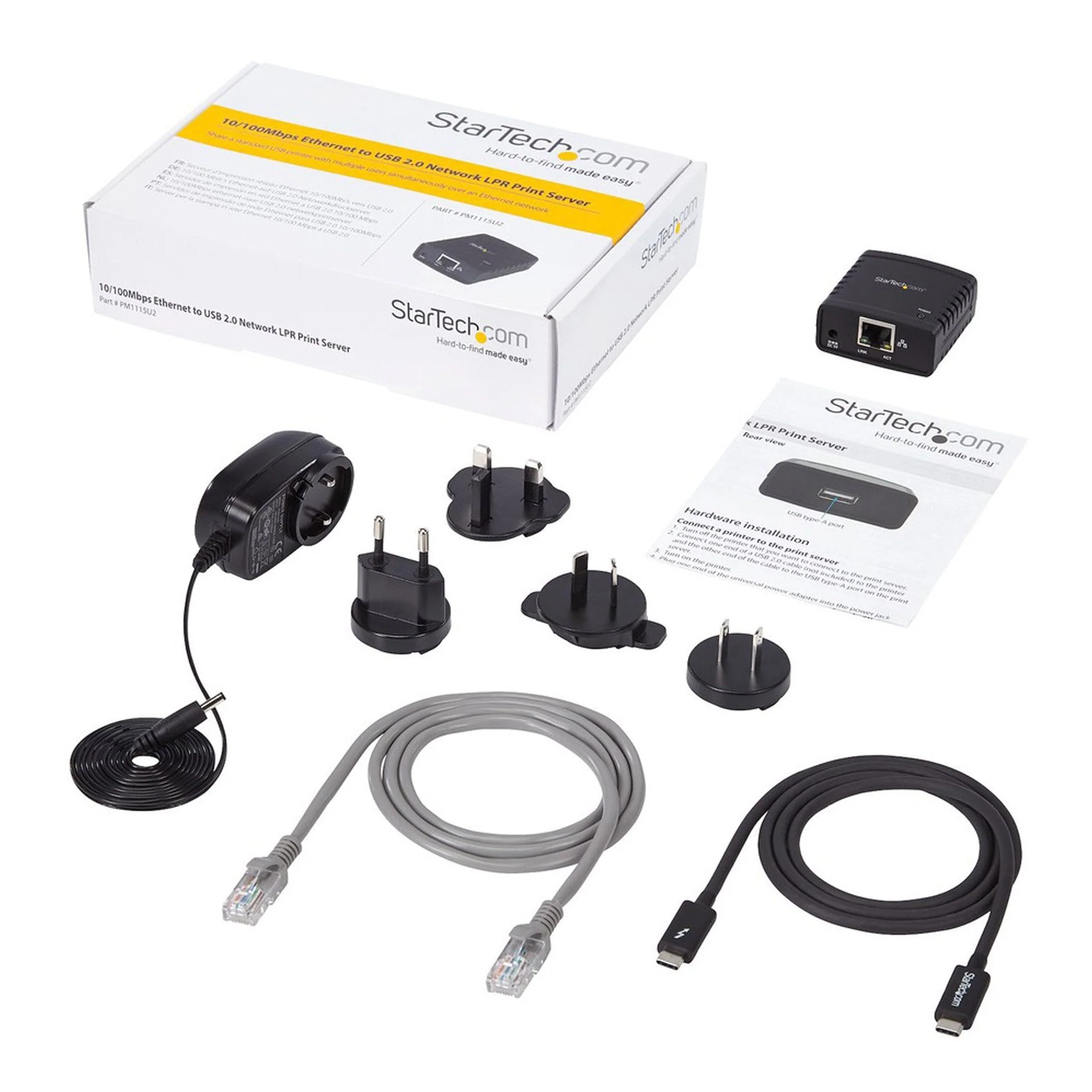 StarTech PM1115U2 10/100Mbps Ethernet to USB 2.0 Network LPR Print Server - Image 5