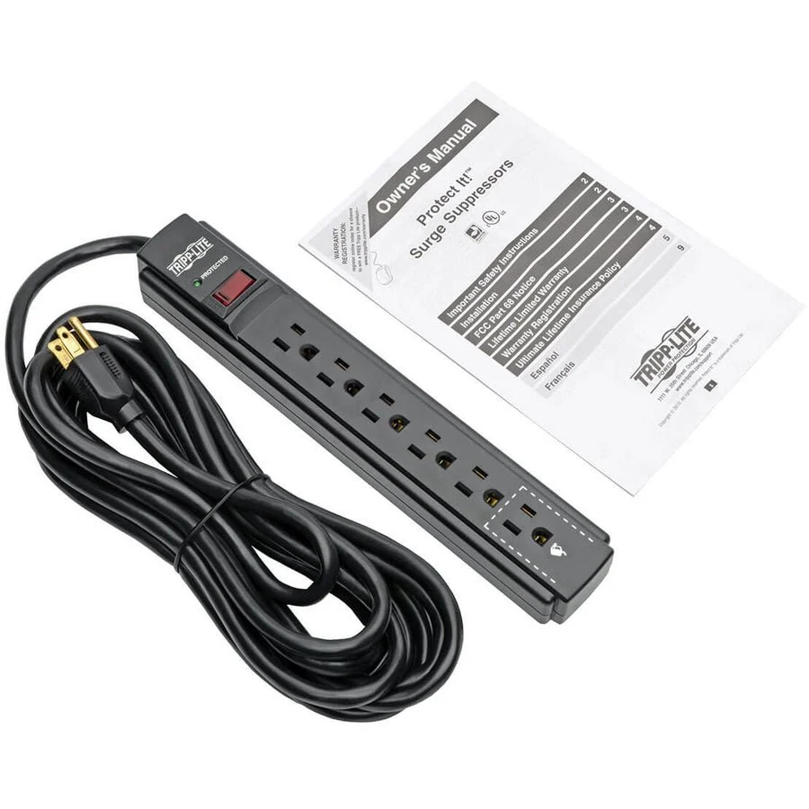 Tripp Lite Surge Protector Power Strip 6 Outlet 15 ft Cord Black 790 J - Image 4