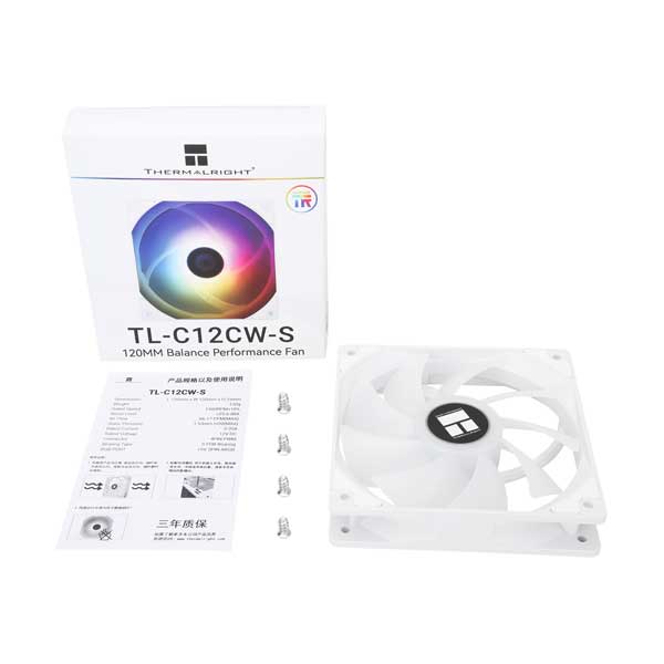 Thermalright C12CW-S CPU 120mm ARGB Case Fan - White - Image 2