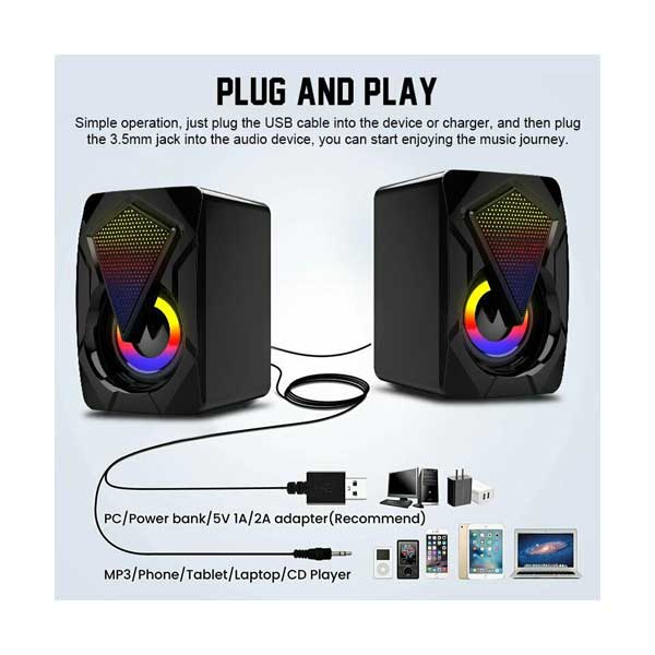 TopSku TS-RGB-3-5 USB Stereo Computer Speakers with Built-In RGB Lighting - Image 3