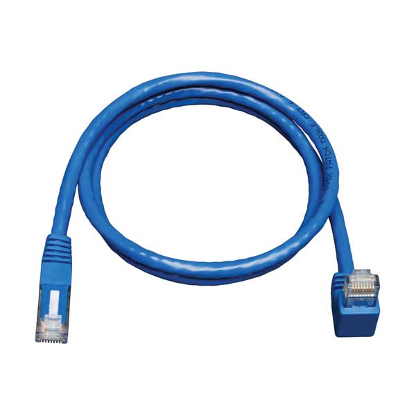 Tripp Lite 3ft Cat6 Gigabit Right Angle Dwn to Straight Patch Cable Blue 3'