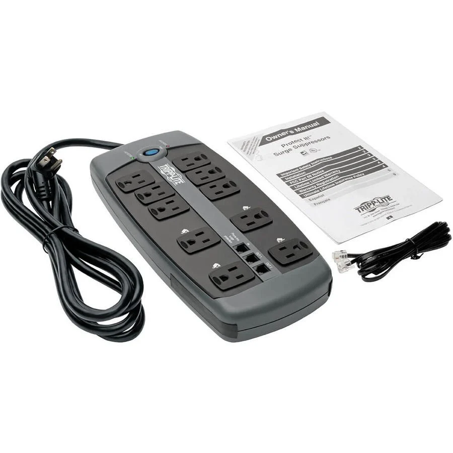 Tripp Lite Surge Protector 120V 10 Outlet RJ11 8ft Cord 2395 Joule - Image 5