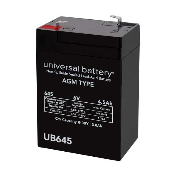 UPG 6V 4.5Ah Sealed Lead Acid Battery with F1 Terminals (UB645F1)