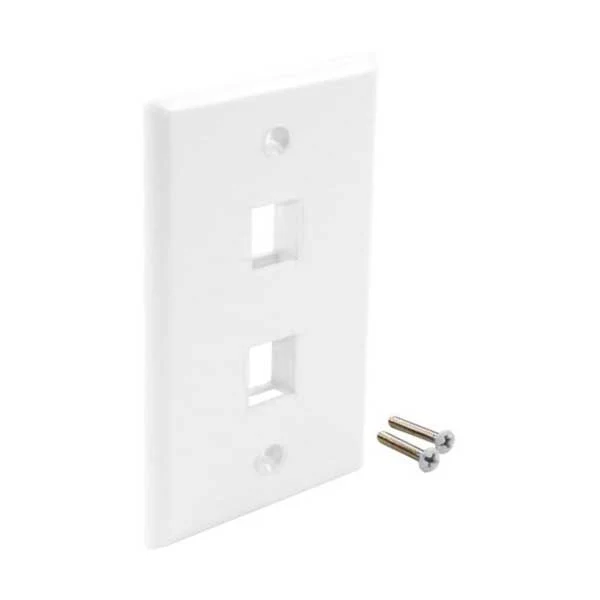 Wavenet FP02PWH-S 2-Port Single Gang Flush Mount Keystone Wallplate - White