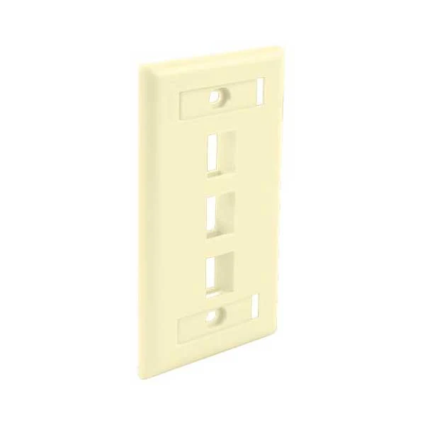 Wavenet FPW3PIV-S 3-Port Single Gang Flush Mount Keystone Wallplate with Labeling Windows - Ivory