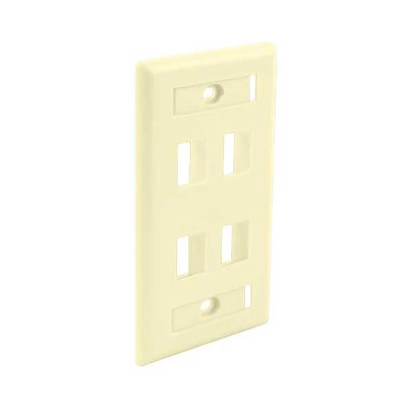 Wavenet FPW4PIV-S 4-Port Single Gang Flush Mount Keystone Wallplate with Labeling Windows - Ivory