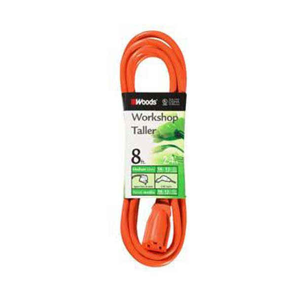 WOODS Outdoor Round Vinyl Extension Cord - 8'