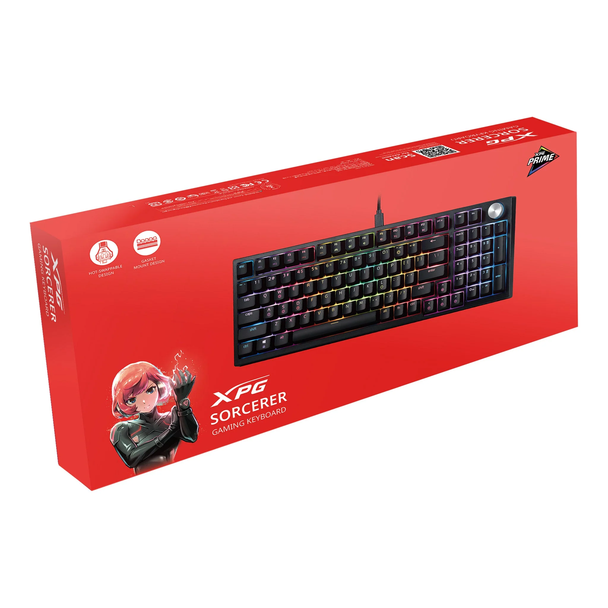XPG SORCERERRD-BKCWW USB-C 5V DC Sorcerer 96% Form Factor Gasket Mount 97/98 Keys - Black - Image 3